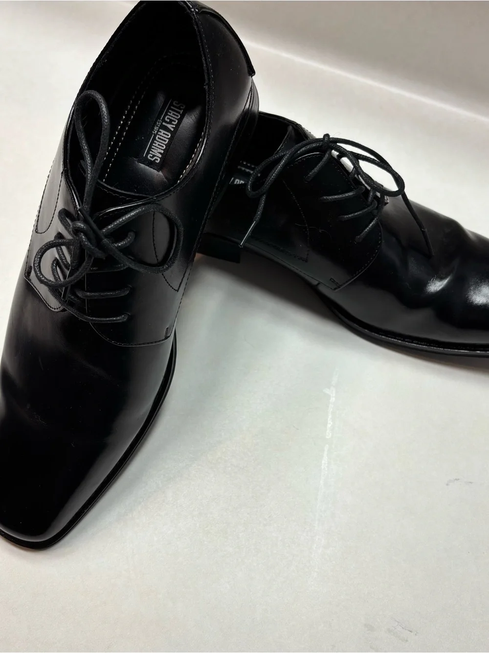 Stacy Adams Black Leather Lace-Up Oxfords